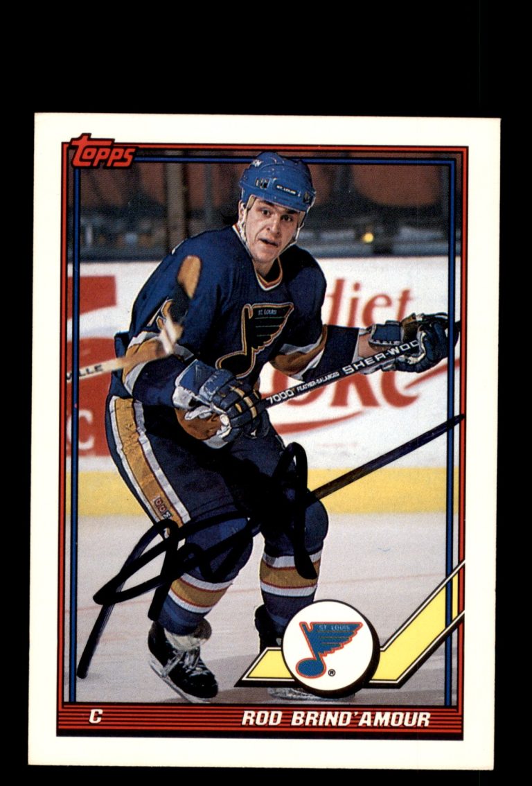 Signed Hockey Card Auto Rod Brind'Amour 1991-92 Topps #490 St. Louis Blues