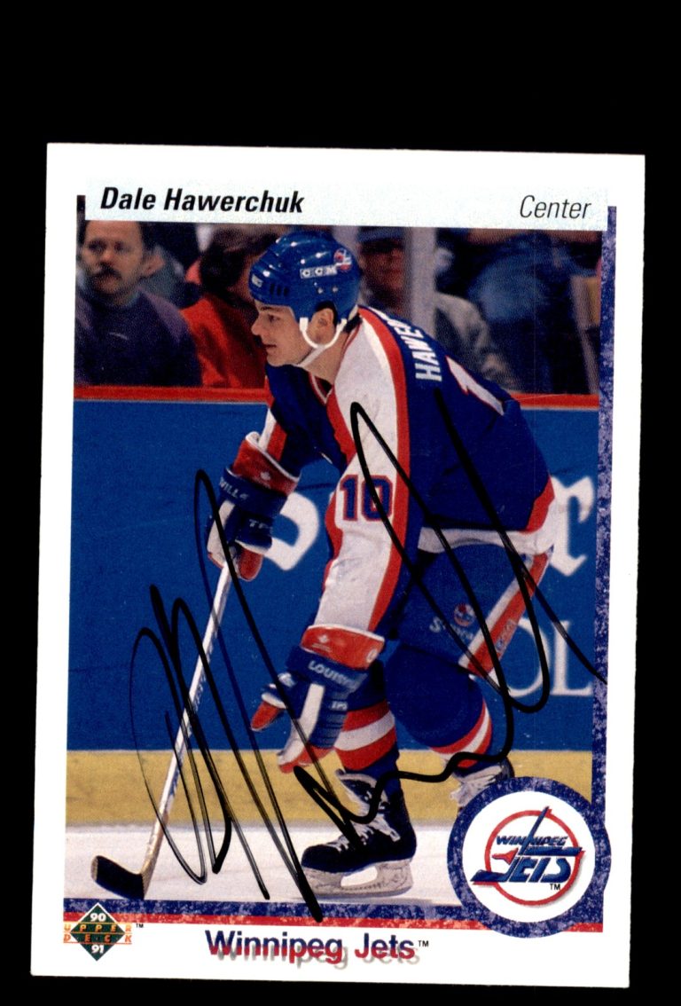 Signed Hockey Card Auto Dale Hawerchuk 1990-91 Upper Deck #53 Winnipeg Jets