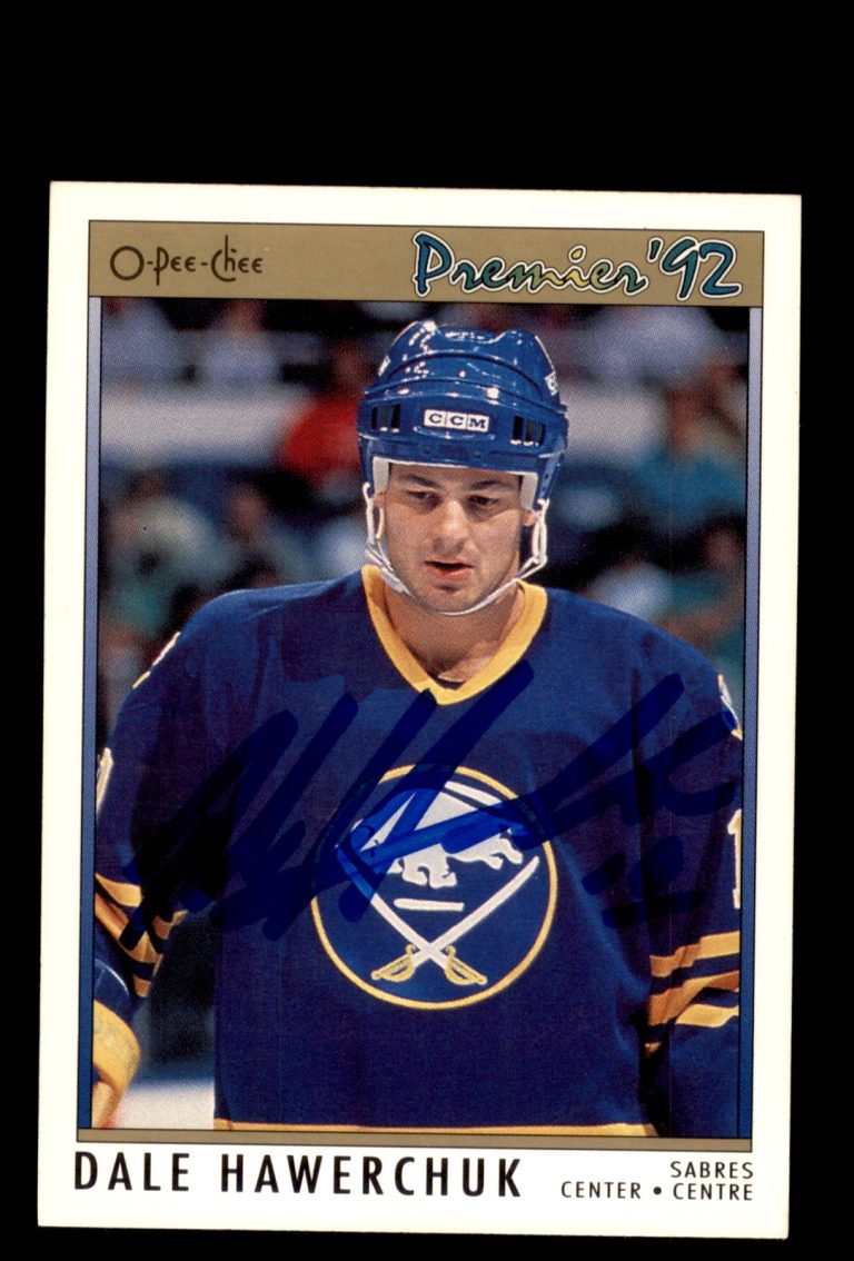 Signed Hockey Card Auto Dale Hawerchuk 1991-92 O-Pee-Chee Premier #1 Sabres