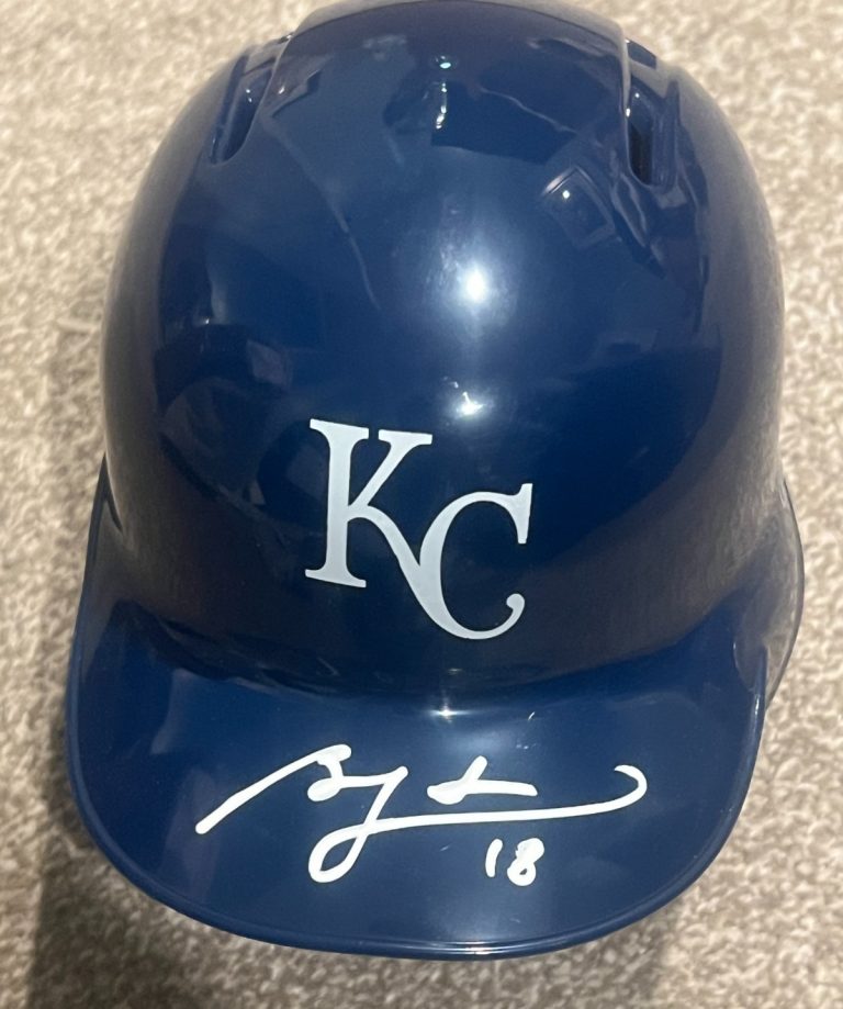 BEN ZOBRIST SIGNED MINI BASEBALL BATTING HELMET KANSAS CITY ROYALS 2015 WS BAS