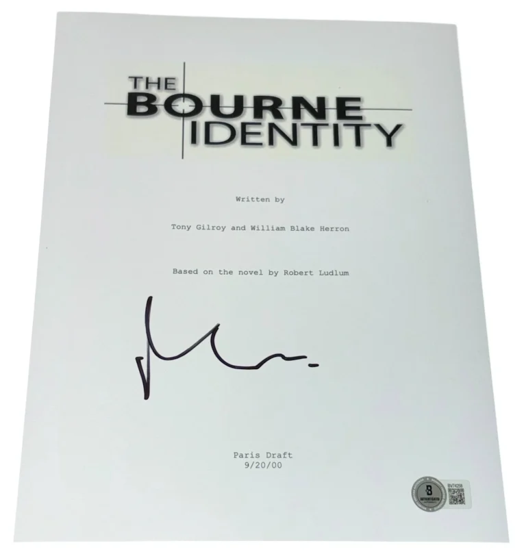 Matt Damon Signed Autograph The Bourne Identity Full Script Screenplay Beckett