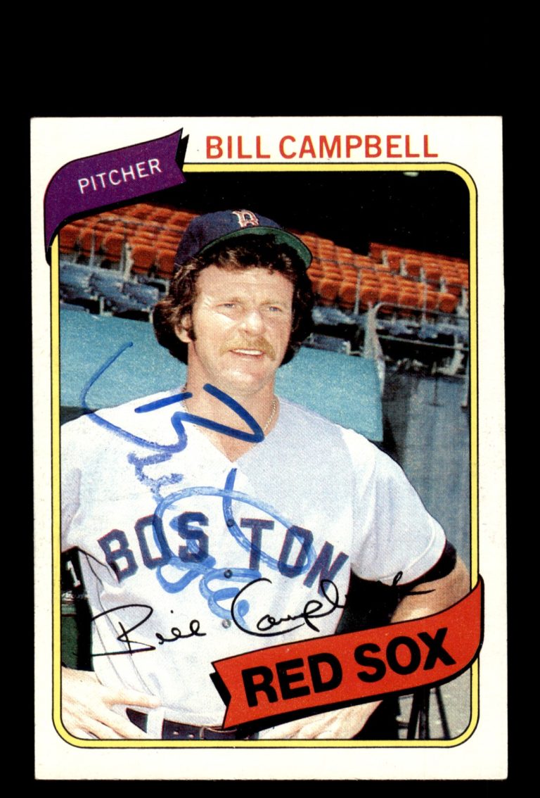 Signed Baseball Card Auto Bill Campbell 1980 Topps #15 Boston Red Sox
