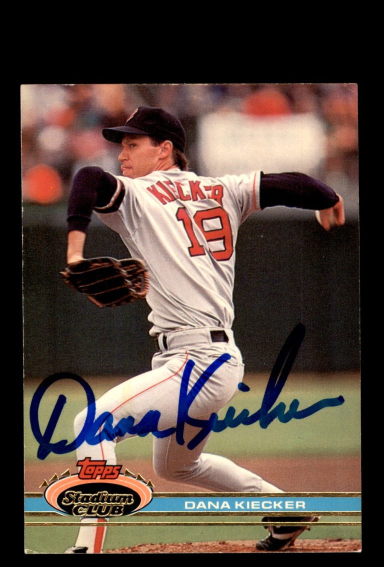 Signed Baseball Card Auto Dana Kiecker 1991 Stadium Club #140 Boston Red Sox