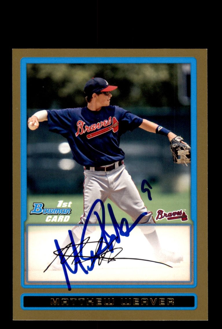 Signed Baseball Card Auto Matthew Weaver 2009 Bowman Draft Gold #BDPP15 Braves