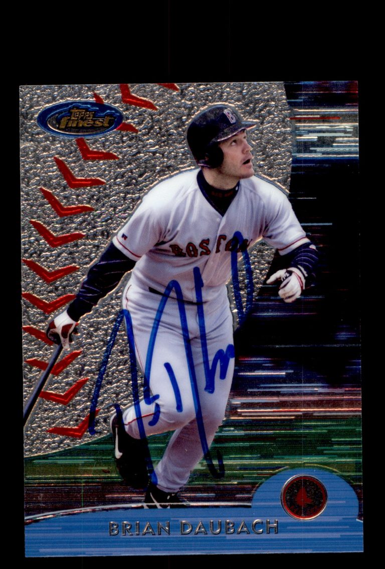 Signed Baseball Card Auto Brian Daubach 2000 Finest #43 Boston Red Sox