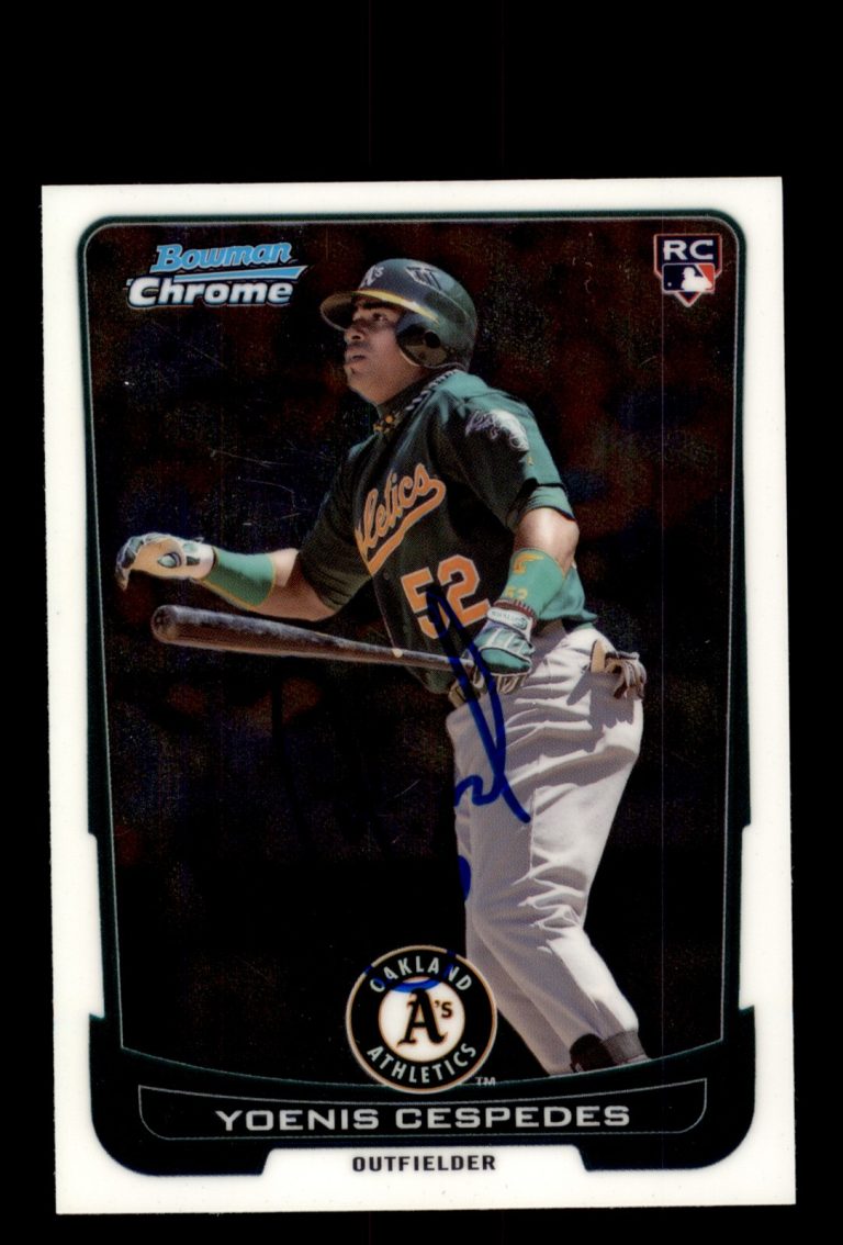 Signed Baseball Card Auto Yoenis Cespedes 2012 Bowman Chrome #4 Oakland A's