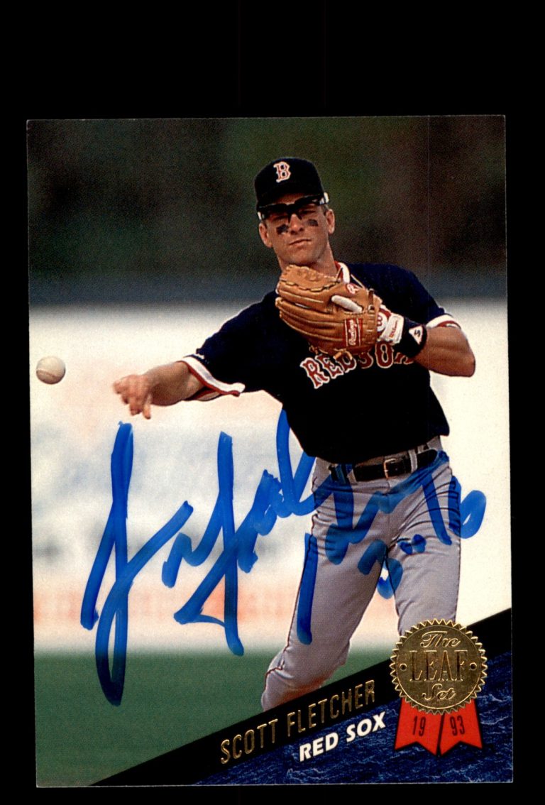 Signed Baseball Card Auto Scott Fletcher 1993 Leaf #344 Boston Red Sox