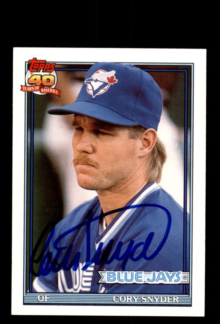 Signed Baseball Card Auto Cory Snyder 1991 Topps Traded #111T Toronto Blue Jays