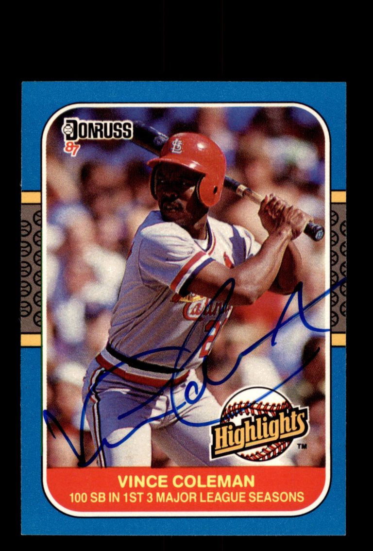 Signed Baseball Card Auto Vince Coleman 1987 Donruss Highlights #36 Cardinals