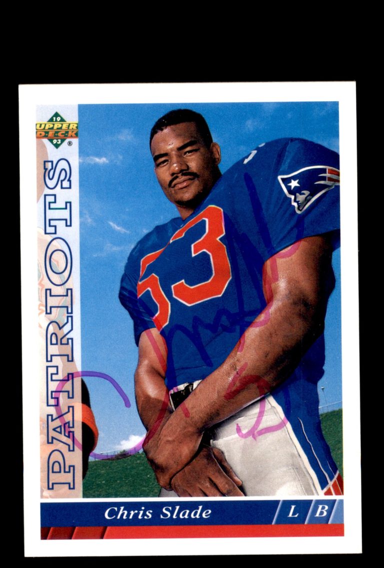 Signed Football Card Auto Chris Slade 1993 Upper Deck #485 New England Patriots