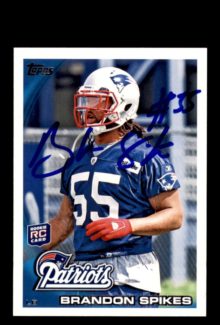 Signed Football Card Auto Brandon Spikes 2010 Topps #69 New England Patriots