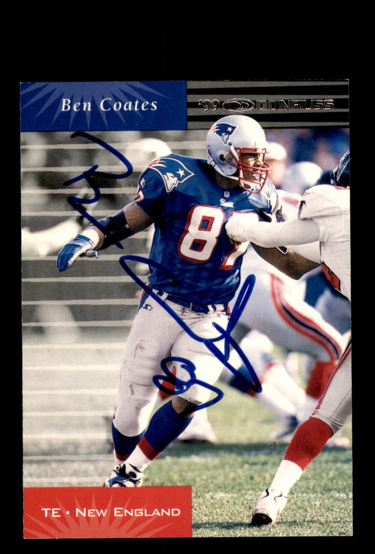 Signed Football Card Auto Ben Coates 1999 Donruss #81 New England Patriots