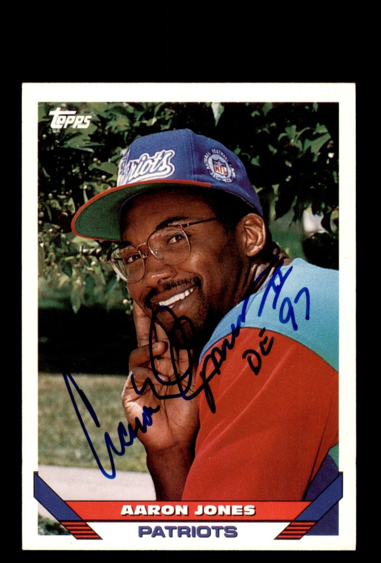 Signed Football Card Auto Aaron Jones 1993 Topps #497 New England Patriots