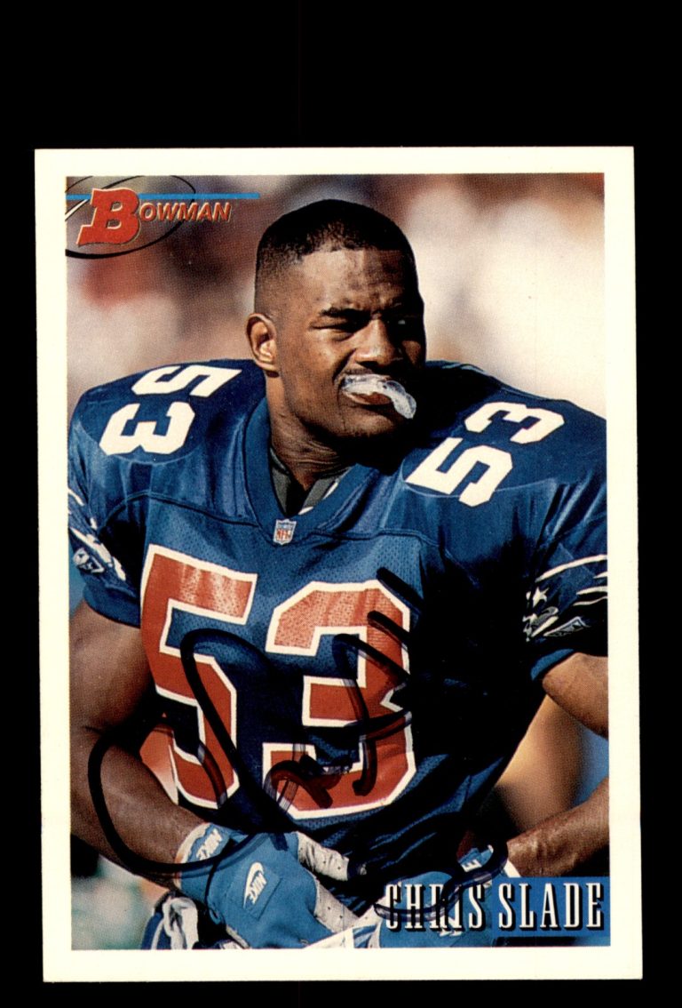 Signed Football Card Auto Chris Slade 1993 Bowman #391 New England Patriots