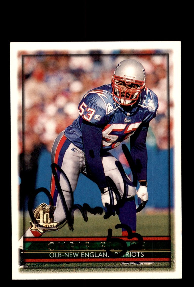 Signed Football Card Auto Chris Slade 1996 Topps #214 New England Patriots