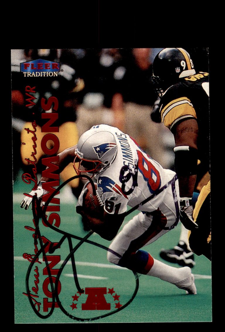 Signed Football Card Auto Tony Simmons 1999 Fleer Tradition #231 Patriots