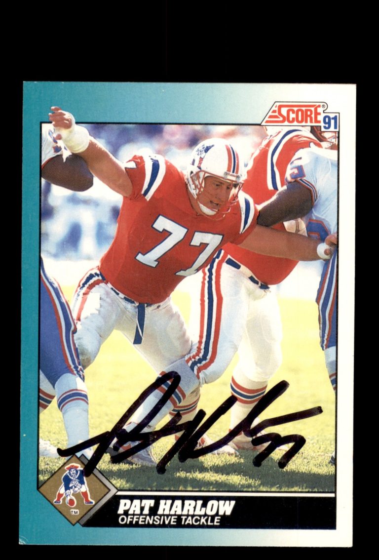 Signed Football Card Auto Pat Harlow 1991 Score Supplemental #92T Patriots