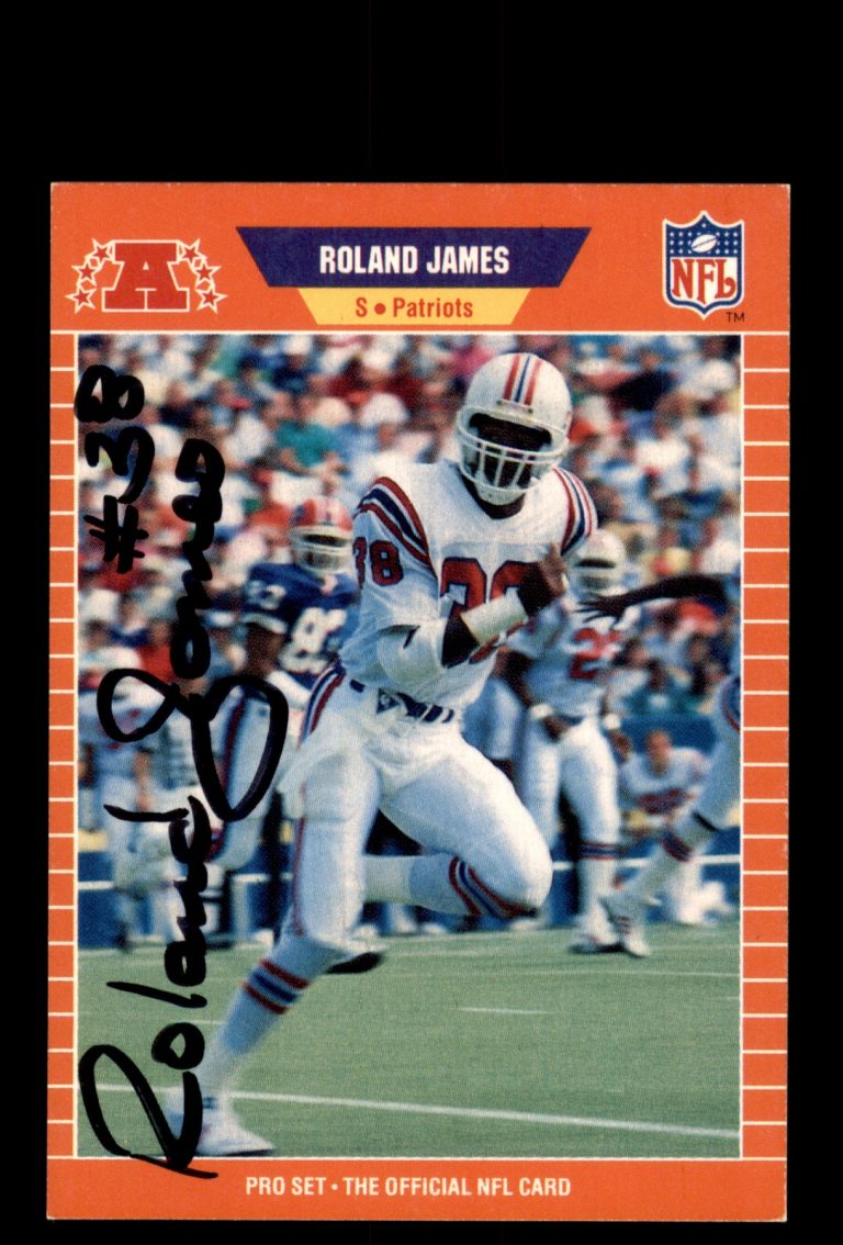 Signed Football Card Auto Roland James 1989 Pro Set #251 New England Patriots