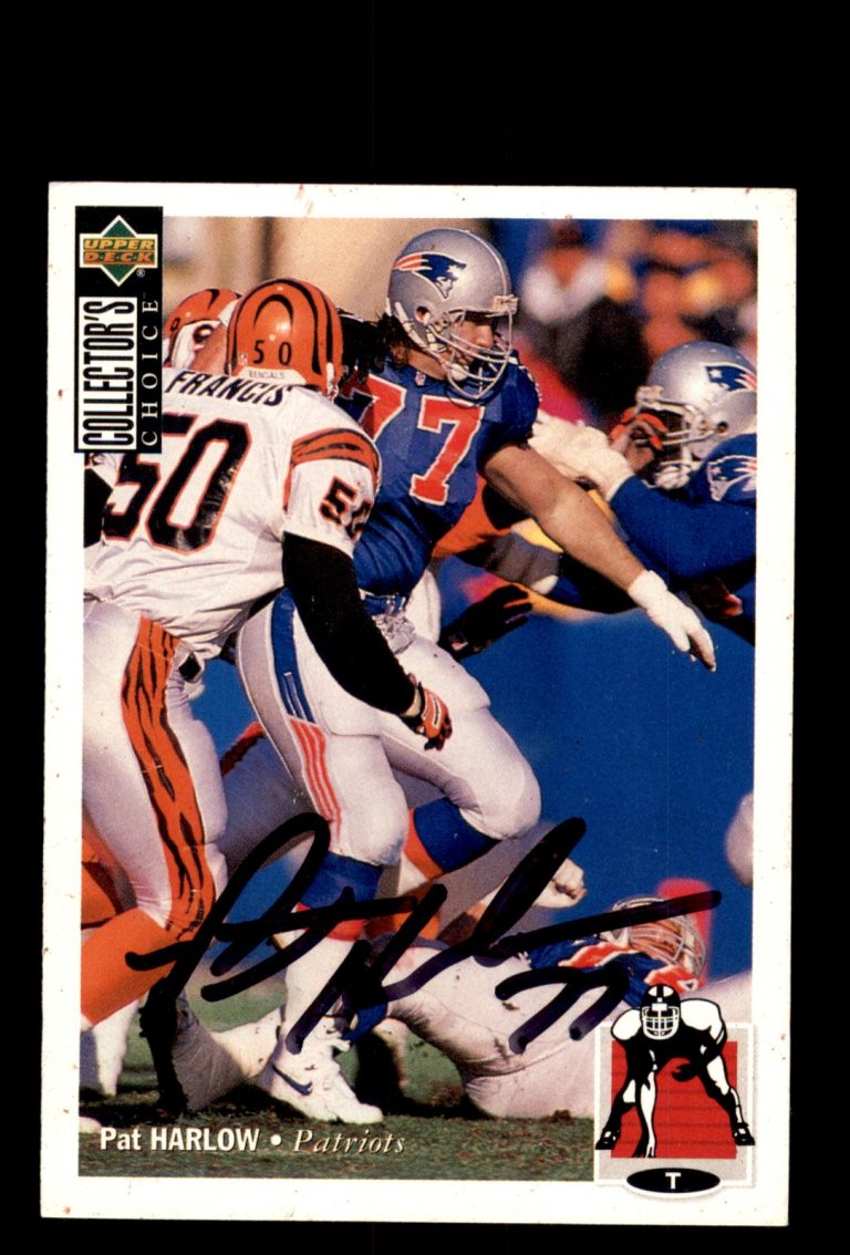 Signed Football Card Auto Pat Harlow 1994 Collector's Choice #195 Patriots