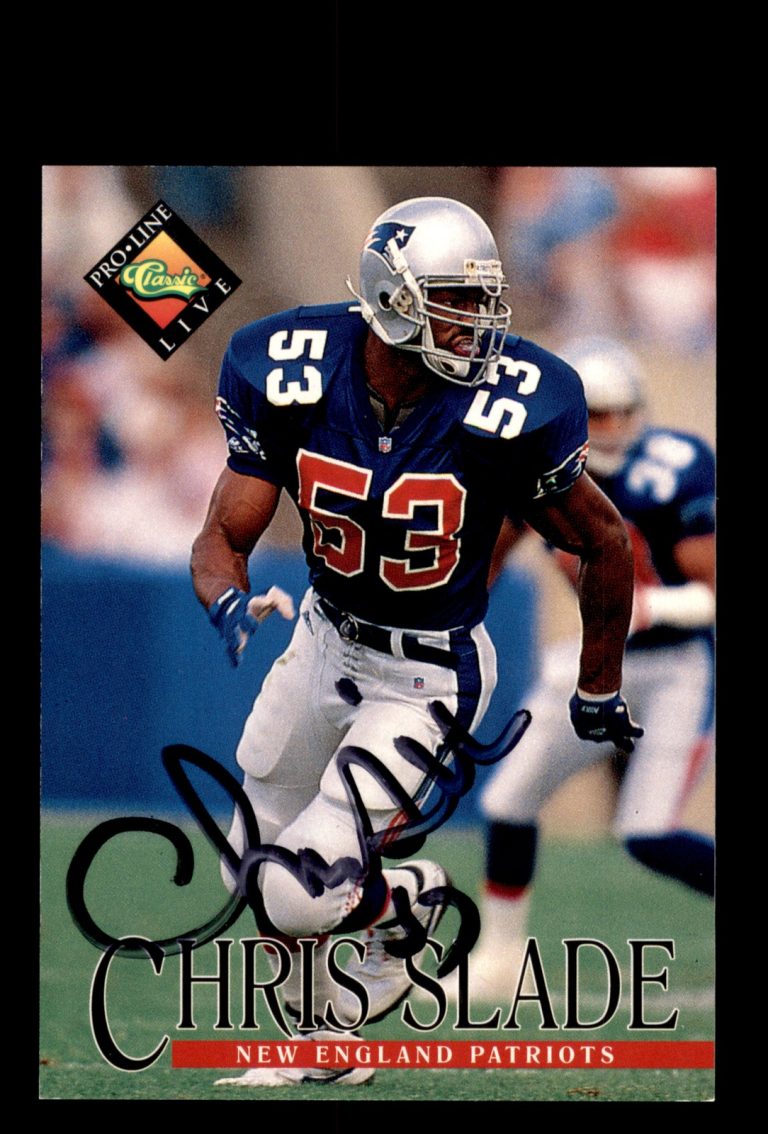 Signed Football Card Auto Chris Slade 1994 Pro Line Live #92 Patriots