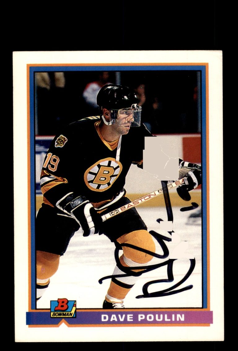Signed Hockey Card Auto Dave Poulin 1991-92 Bowman #359 Boston Bruins