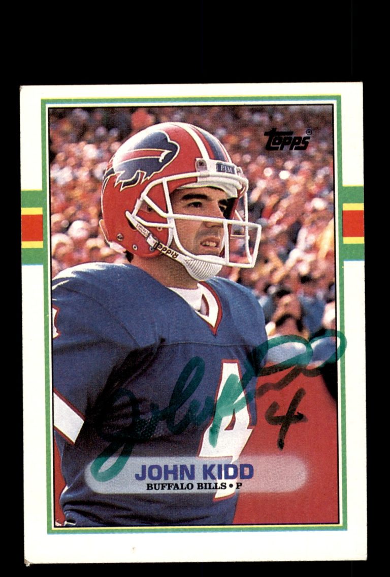 Signed Football Card Auto John Kidd 1989 Topps #47 Buffalo Bills