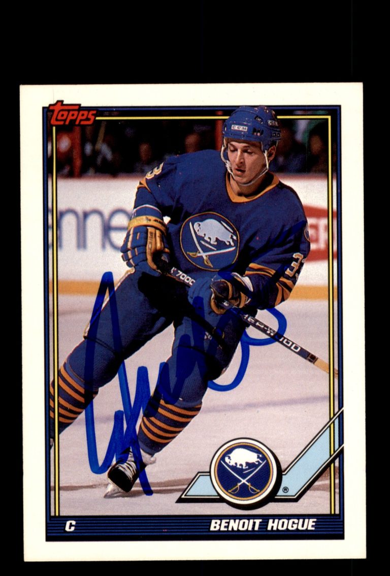 Signed Hockey Card Auto Benoit Hogue 1991-92 Topps #292 Buffalo Sabres