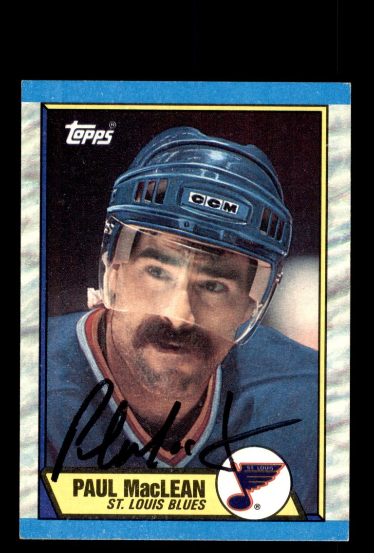 Signed Hockey Card Auto Paul MacLean 1989-90 Topps #129 St. Louis Blues