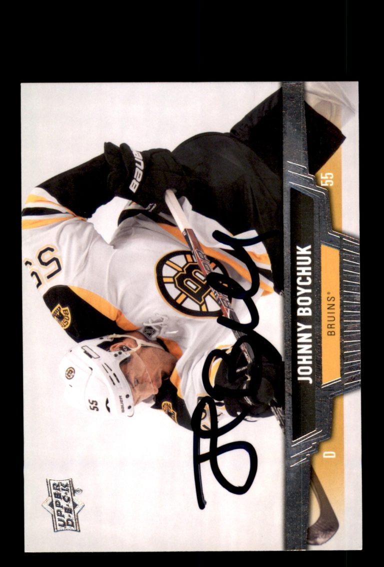 Signed Hockey Card Auto Johnny Boychuk 2013-14 Upper Deck #2 Boston Bruins