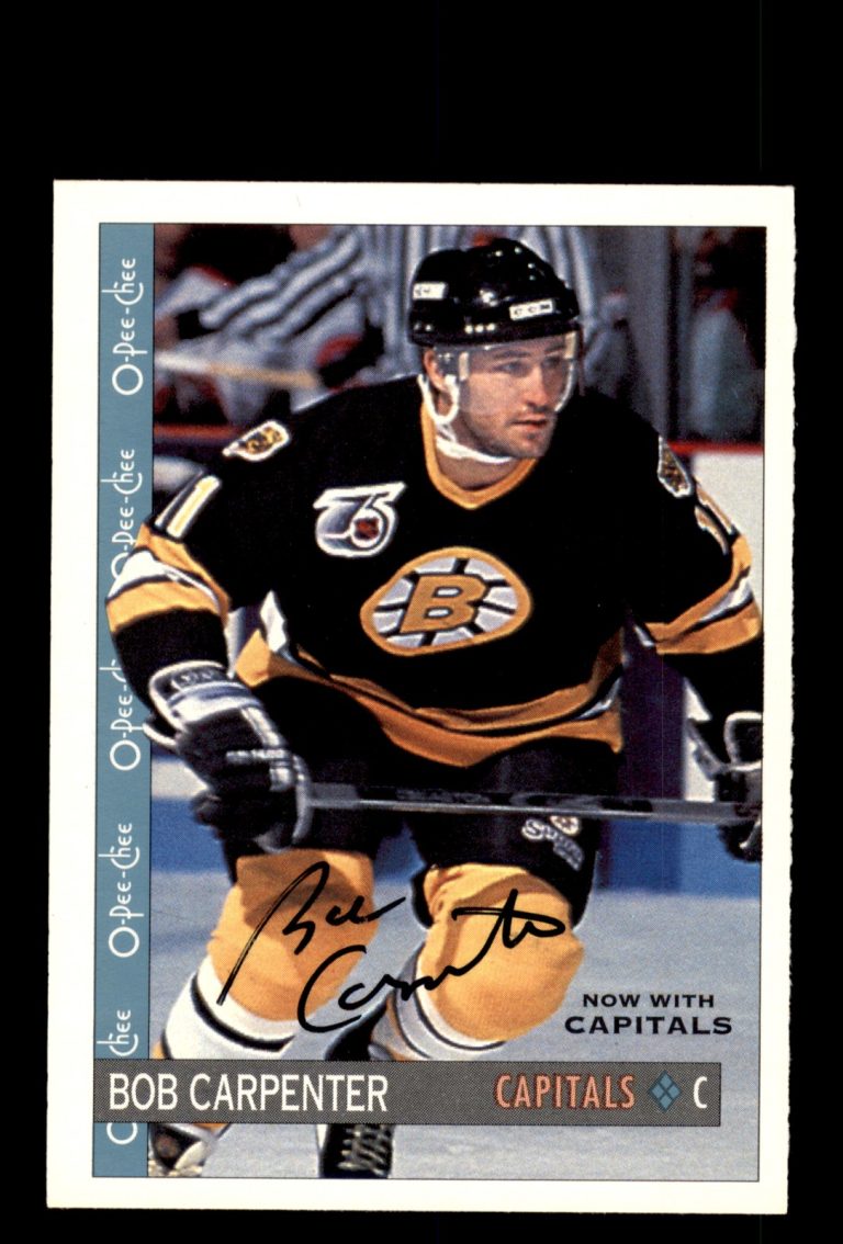 Signed Hockey Card Auto Bob Carpenter 1992-93 O-Pee-Chee #131 Bruins Capitals