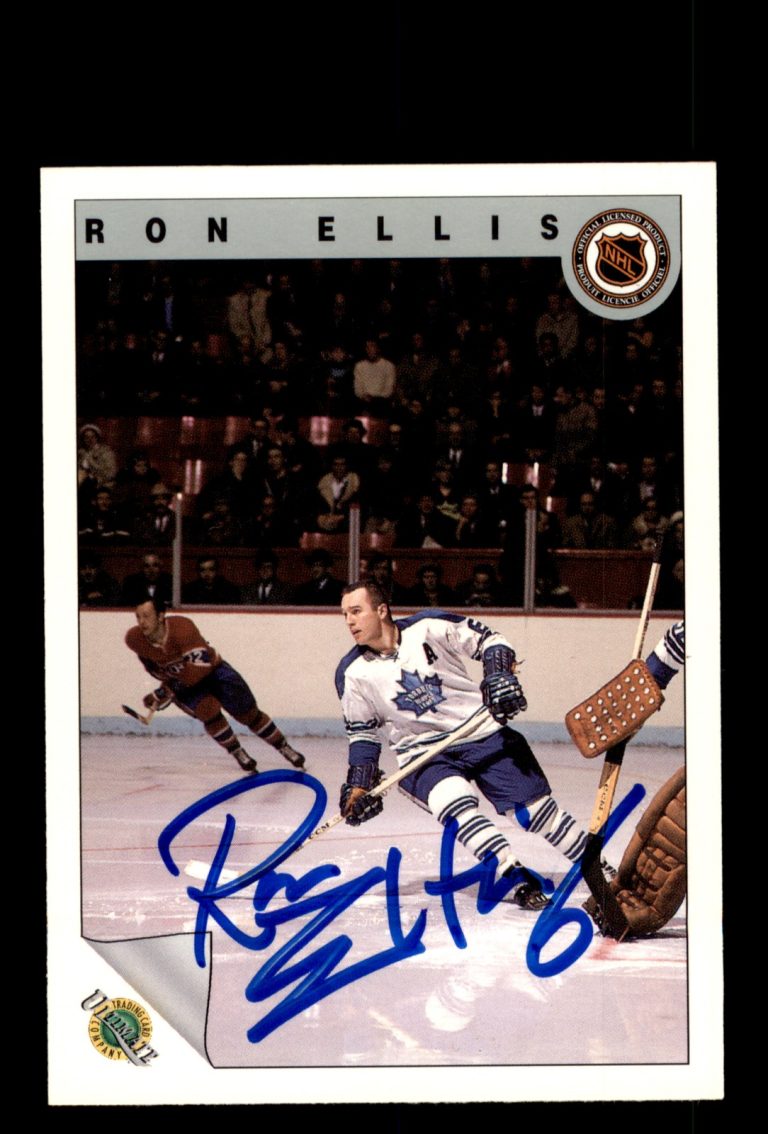 Signed Hockey Card Auto Ron Ellis 1991-92 Ultimate Original 6 #34 Maple Leafs