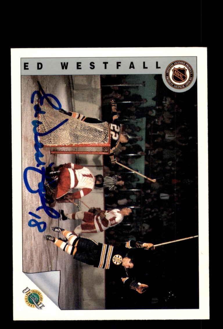 Signed Hockey Card Auto Ed Westfall 1991-92 Ultimate Original 6 #56 Bruins