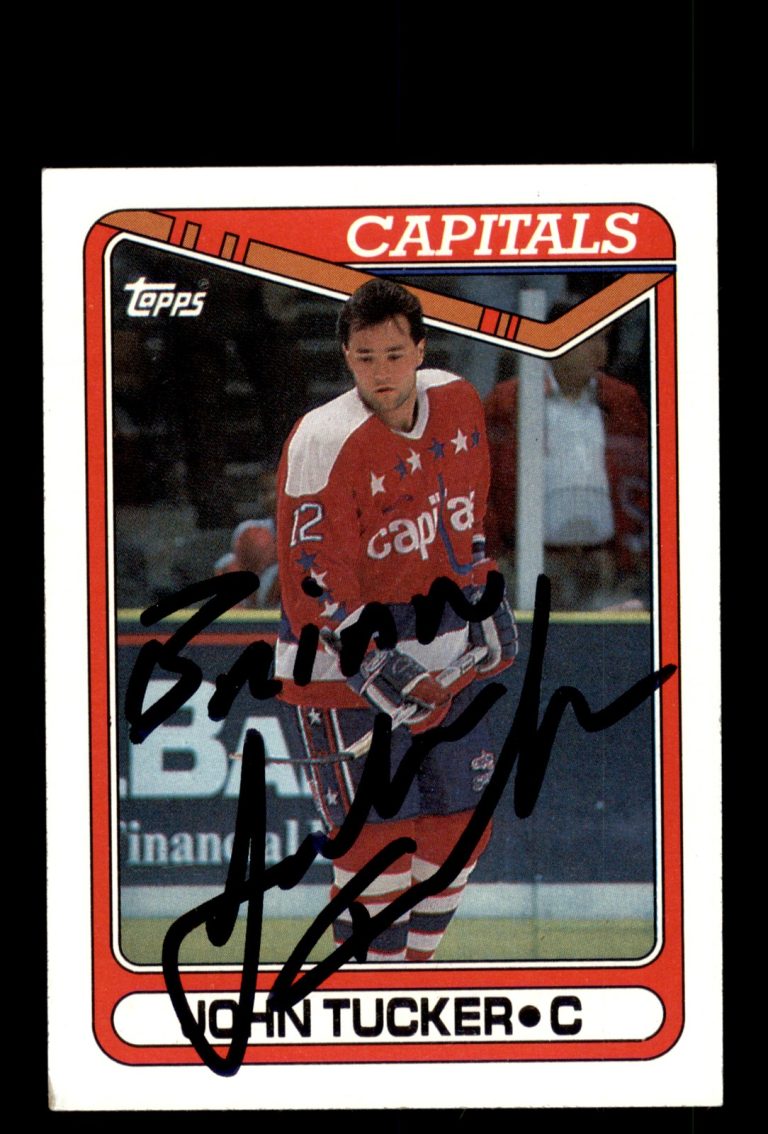 Signed Hockey Card Auto John Tucker 1990-91 Topps #374 Washington Capitals