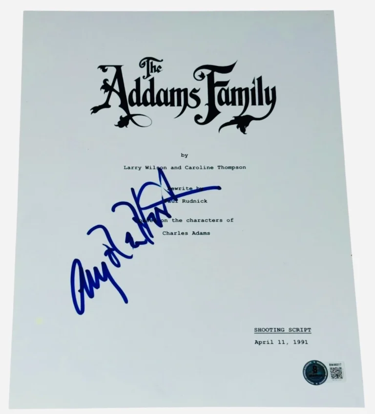 Anjelica Huston Signed Autograph The Addams Family Script Screenplay Beckett
