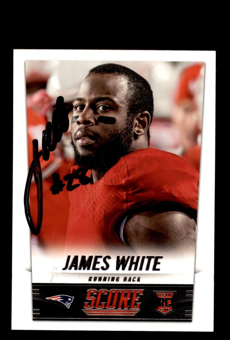 Signed Football Card Auto James White 2014 Score #377 New England Patriots