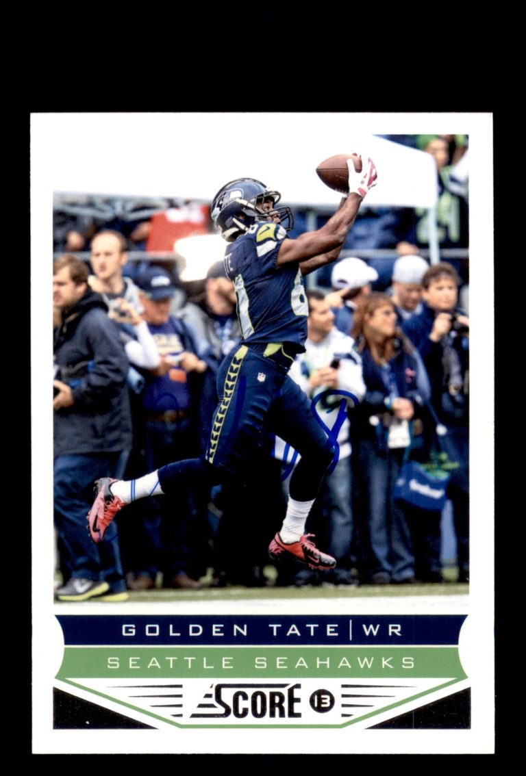 Signed Football Card Auto Golden Tate 2013 Score #195 Seattle Seahawks