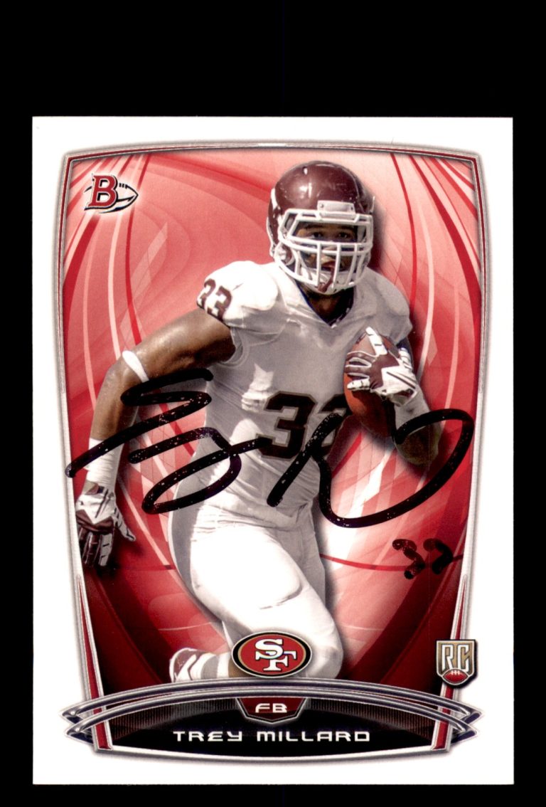 Signed Football Card Auto Trey Millard 2014 Bowman #91 San Francisco 49ers