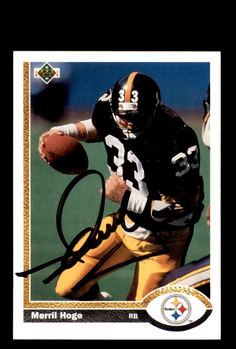 Signed Football Card Auto Merril Hoge 1991 Upper Deck #131 Pittsburgh Steelers