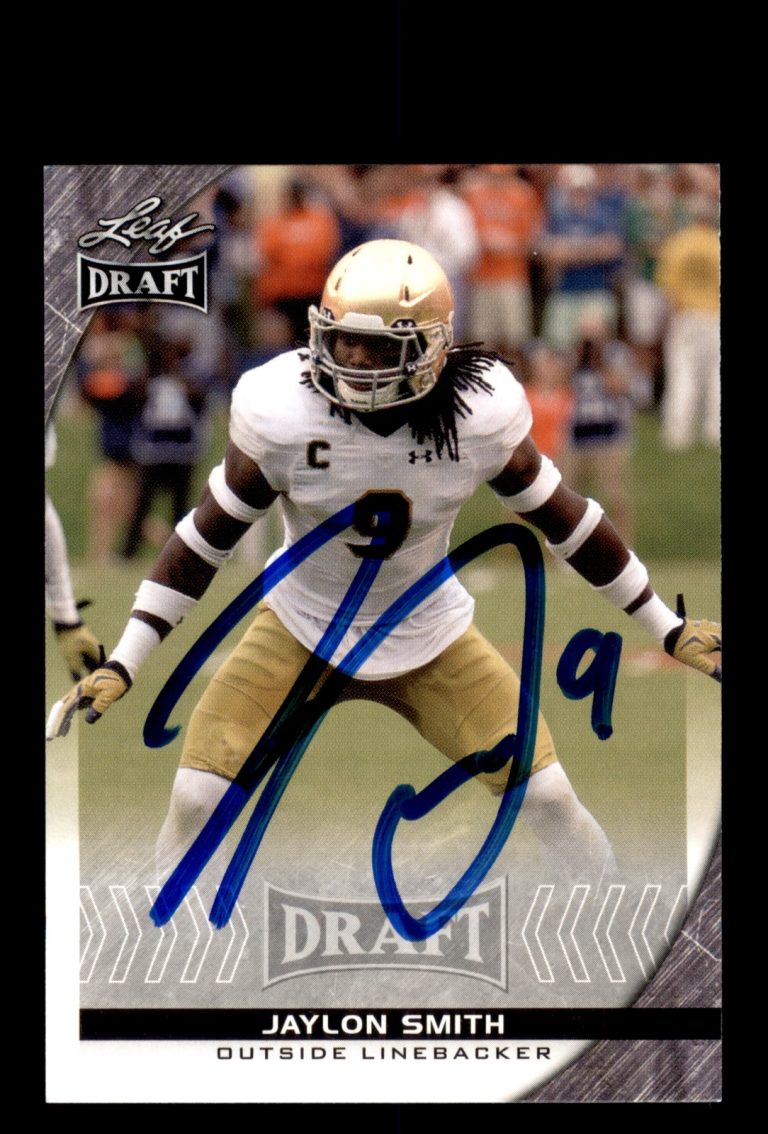 Signed Football Card Auto Jaylon Smith 2016 Leaf Draft #37 Notre Dame
