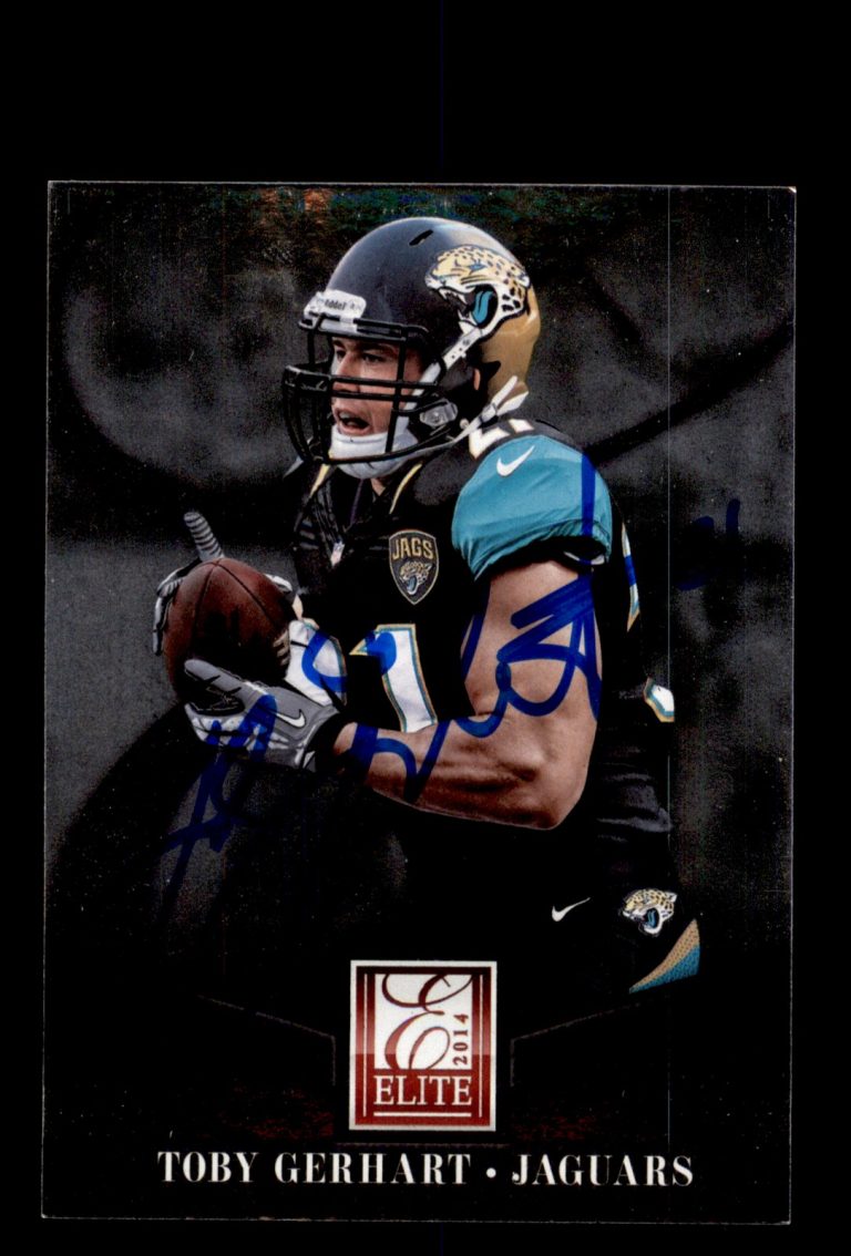 Signed Football Card Auto Toby Gerhart 2014 Panini Elite #46 Jaguars
