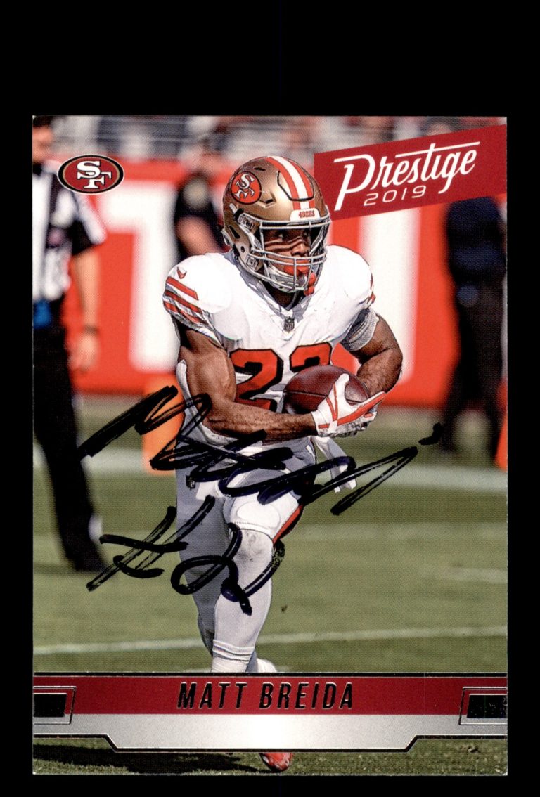 Signed Football Card Auto Matt Breida 2019 Panini Prestige #103 49ers