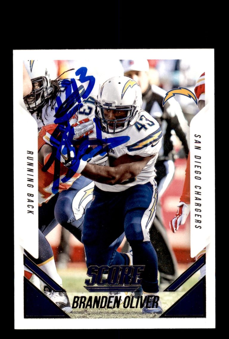 Signed Football Card Auto Branden Oliver 2015 Score #321 San Diego Chargers