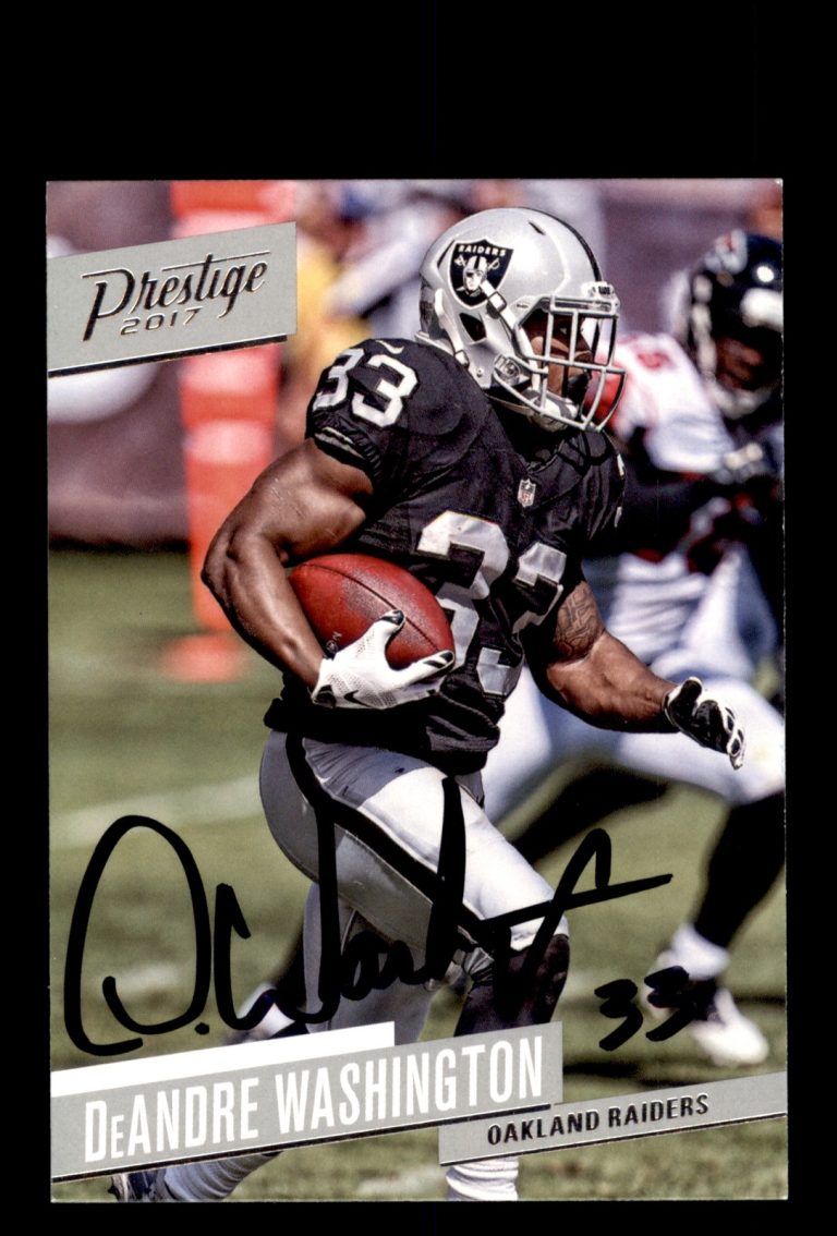 Signed Football Card Auto DeAndre Washington 2017 Panini Prestige #7 Raiders