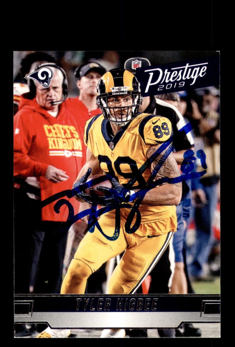 Signed Football Card Auto Tyler Higbee 2019 Panini Prestige #118 Rams