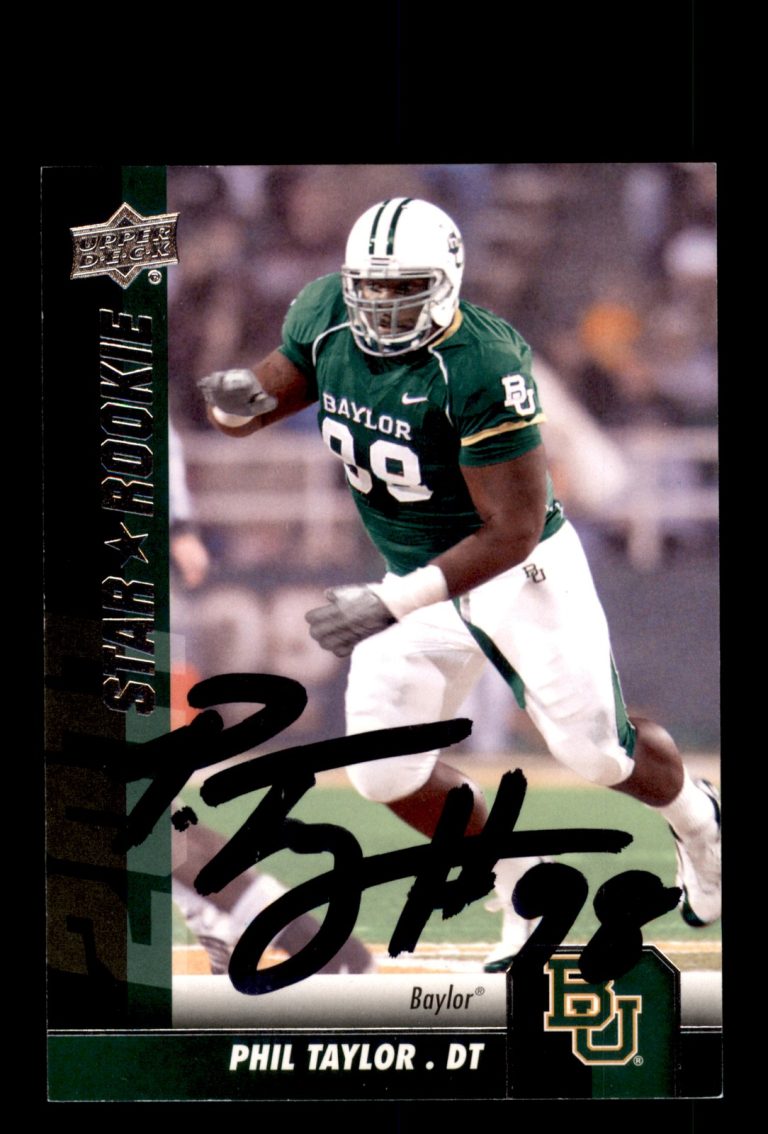 Signed Football Card Auto Phil Taylor 2011 Upper Deck #133 Baylor Bears