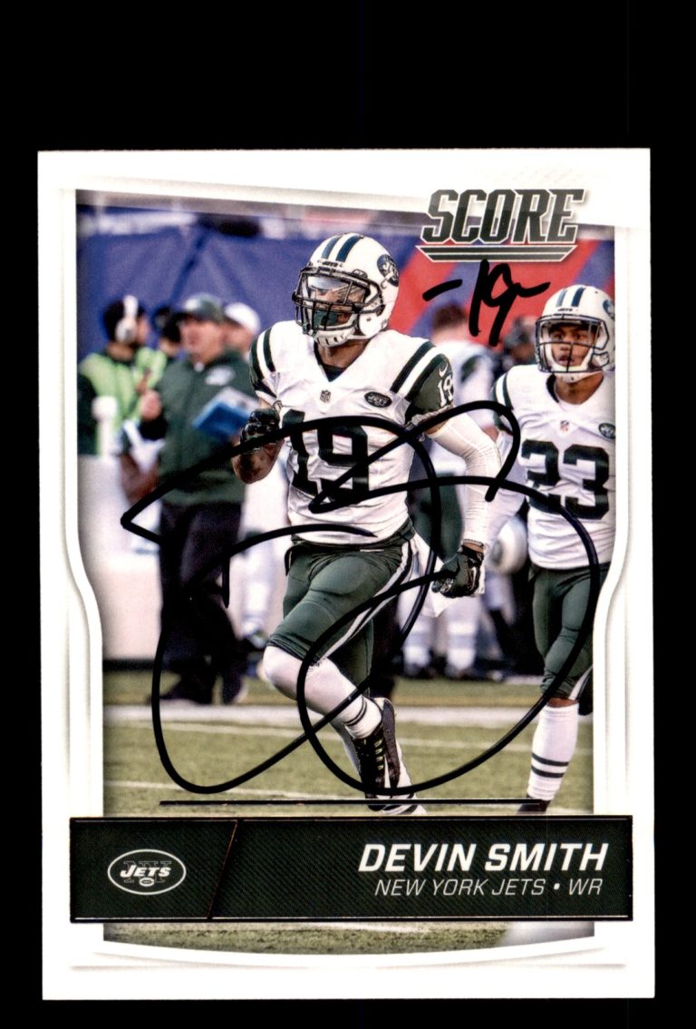 Signed Football Card Auto Devin Smith 2016 Score #227 New York Jets