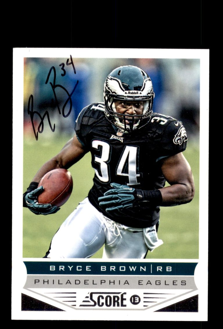 Signed Football Card Auto Bryce Brown 2013 Score #162 Philadelphia Eagles