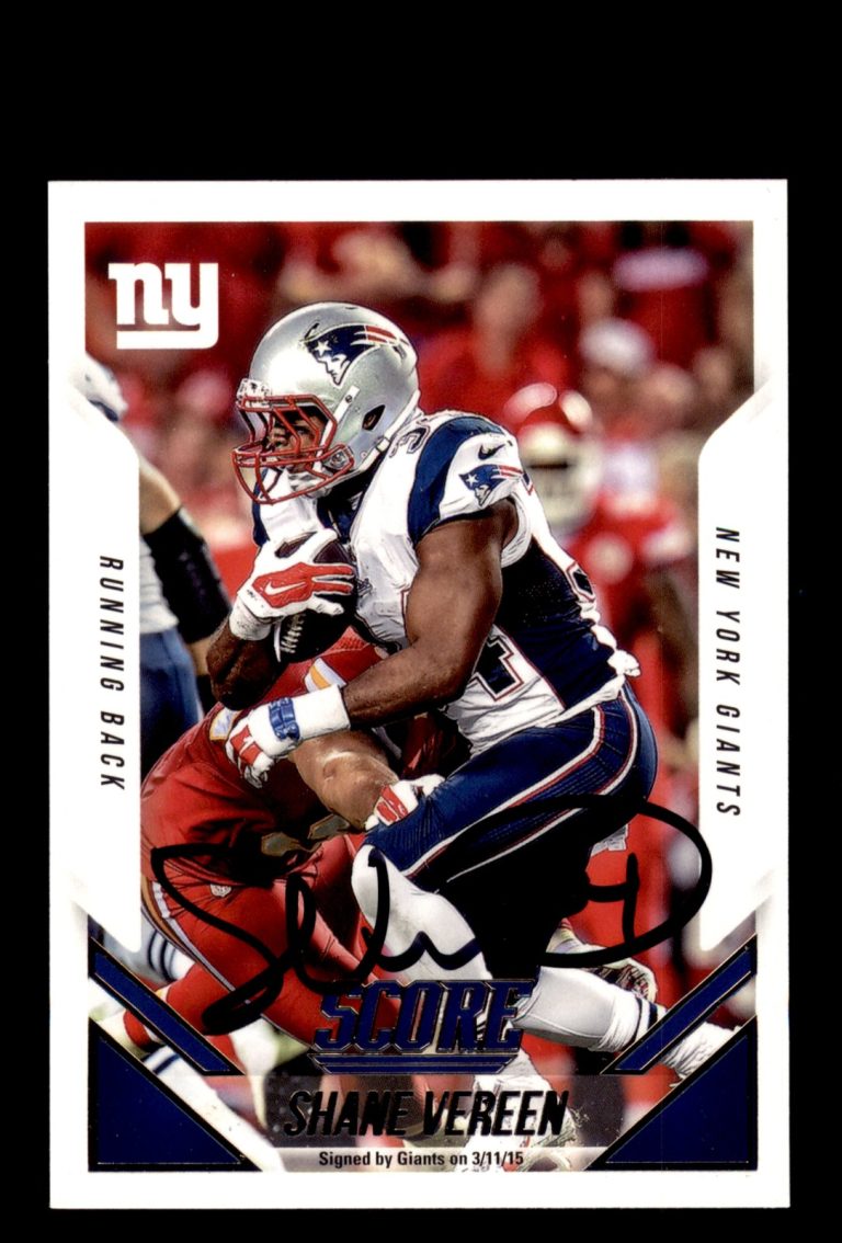 Signed Football Card Auto Shane Vereen 2015 Score #30 New York Giants
