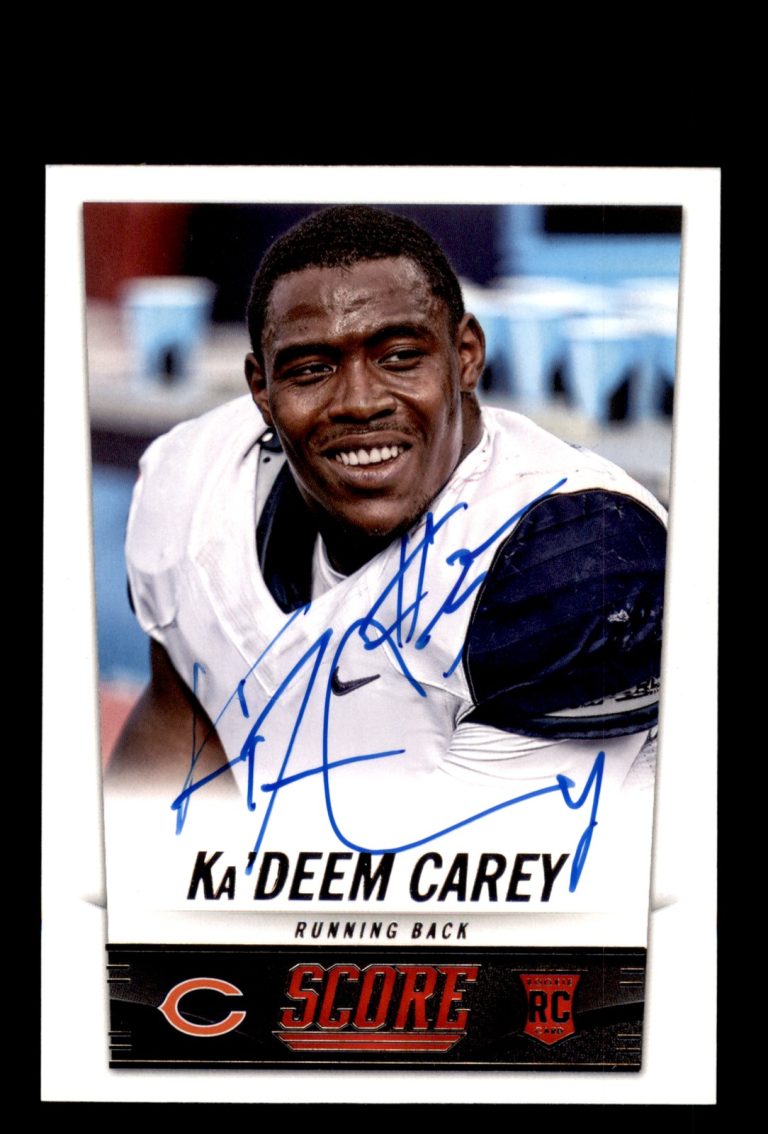 Signed Football Card Auto Ka'Deem Carey 2014 Score #390 Chicago Bears