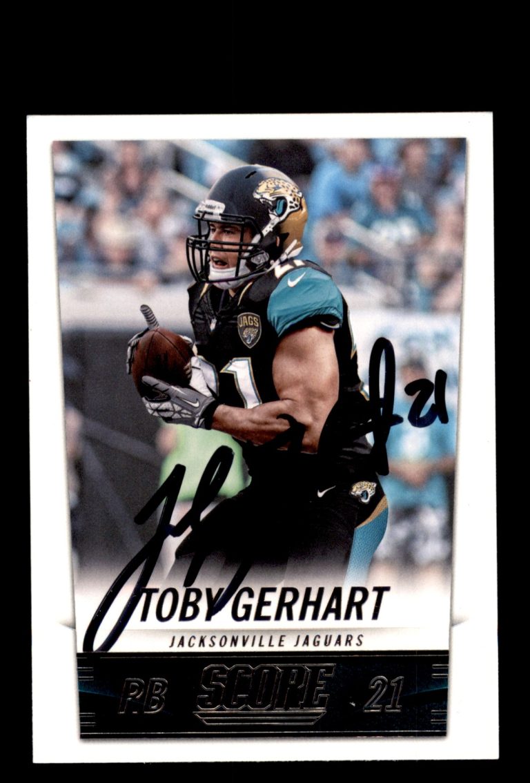 Signed Football Card Auto Toby Gerhart 2014 Score #105 Jacksonville Jaguars